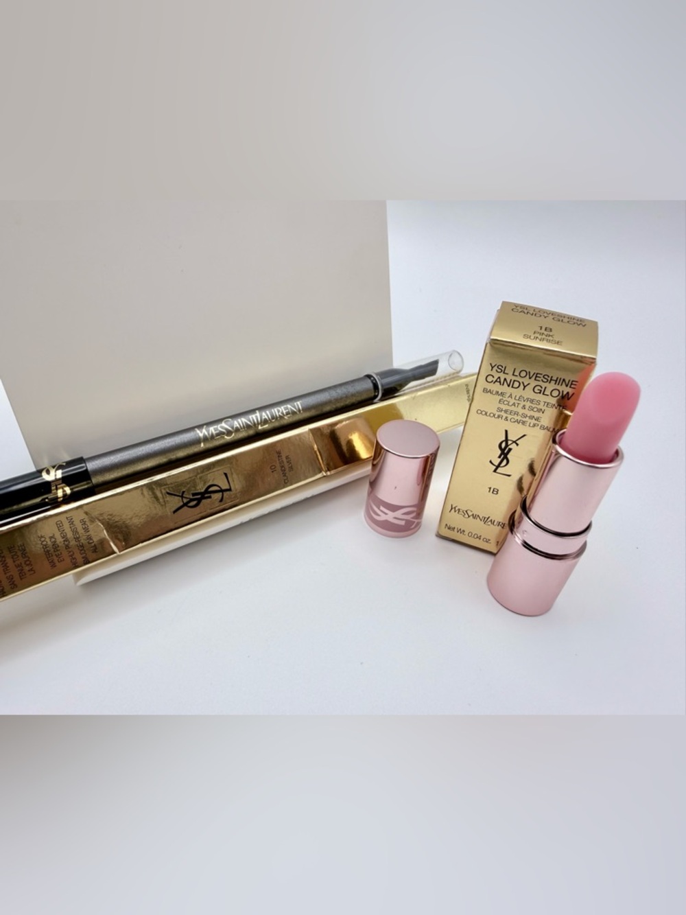 BUNDLE: YSL Loveshine Candy Glow shade: 1B + YSL eye pencil in shade: 10 Silver